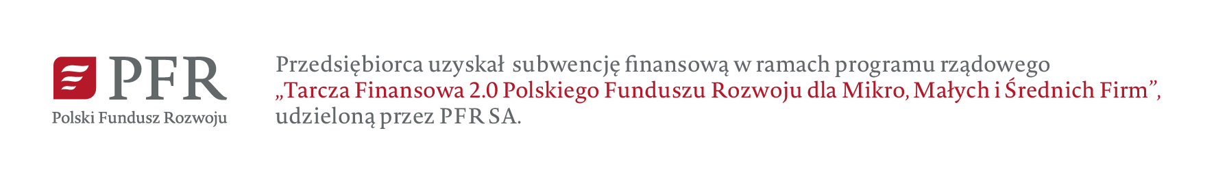 Tarcza PFR Informacja o uzyskaniu dotacji